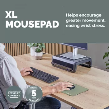 Fellowes Breyta (New) XL podložka pod myš Sage, Sage, monochromatická, protišmykový spodok