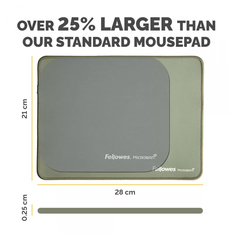 Fellowes Breyta (New) XL podložka pod myš Sage, Sage, monochromatická, protišmykový spodok
