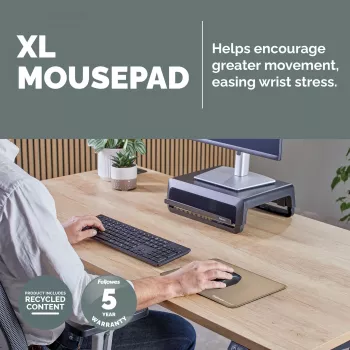 Fellowes Breyta (New) XL podložka pod myš Sand, Sand, monochromatická, protišmykový spodok