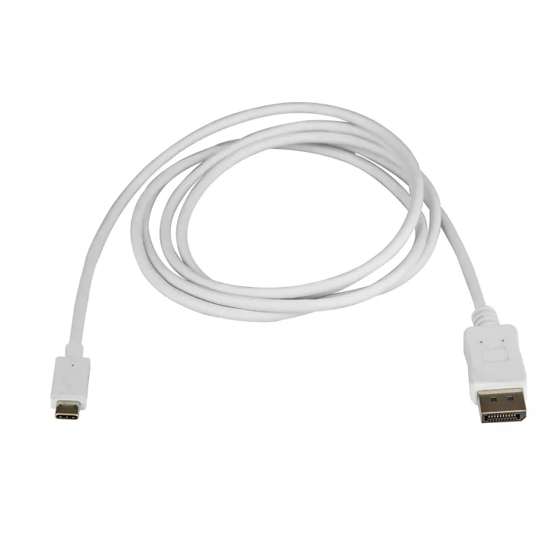 StarTech.com 1,8m kábel USB-C na DisplayPort 1.2 4K 60Hz – adaptérový kábel USB-C na DisplayPort HBR2 – DP Alt Mode na DP monitor video kábel – kompatibilný s Thunderbolt 3 – biely