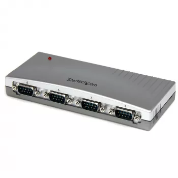 StarTech.com 4-portový USB na RS232 sériový DB9 adaptér hub, USB, sériový, strieborná, plast, CE, FCC, RoHS, 1 W