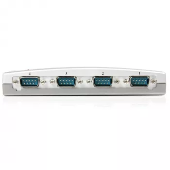 StarTech.com 4-portový USB na RS232 sériový DB9 adaptér hub, USB, sériový, strieborná, plast, CE, FCC, RoHS, 1 W