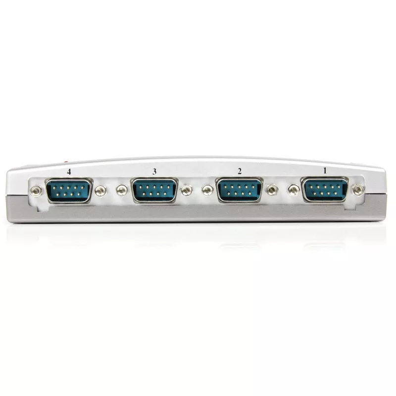 StarTech.com 4-portový USB na RS232 sériový DB9 adaptér hub, USB, sériový, strieborná, plast, CE, FCC, RoHS, 1 W