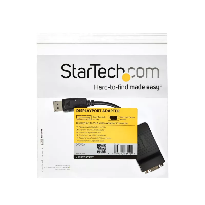 StarTech.com DisplayPort na VGA adaptér – aktívny DP na VGA konvertor – 1080p video – odolný – DP/DP++ zdroj na VGA monitor káblový adaptér dongle – DP 1.2 na VGA – zaisťovací DP konektor