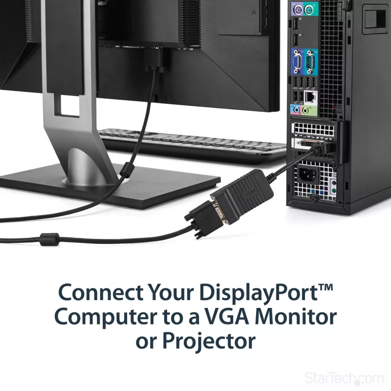 StarTech.com DisplayPort na VGA adaptér – aktívny DP na VGA konvertor – 1080p video – odolný – DP/DP++ zdroj na VGA monitor káblový adaptér dongle – DP 1.2 na VGA – zaisťovací DP konektor