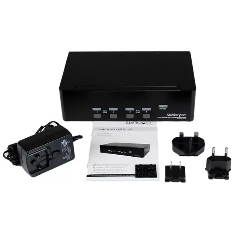 StarTech.com 4-portový Dual-DVI-USB KVM prepínač s audio a USB-2.0 hubom
