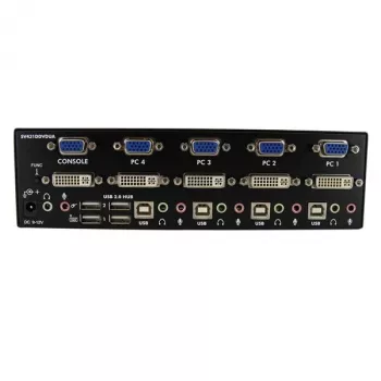 StarTech.com 4-portový DVI VGA Dual-Monitor KVM prepínač USB s audio a USB 2.0 hubom