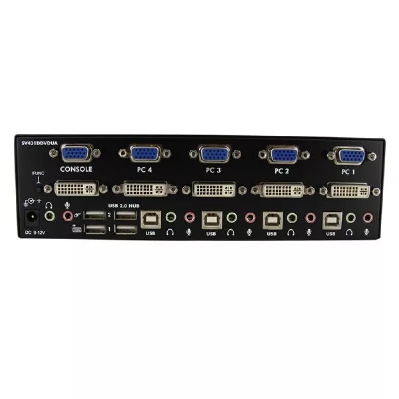StarTech.com 4-portový DVI VGA Dual-Monitor KVM prepínač USB s audio a USB 2.0 hubom