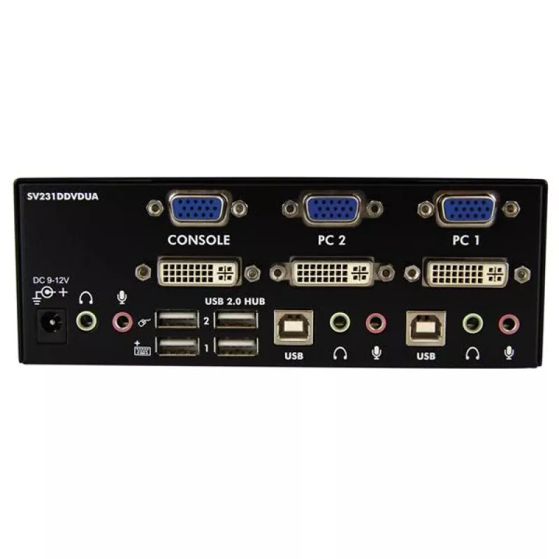 StarTech.com 2-portový DVI VGA Dual Monitor KVM prepínač USB s audio a USB 2.0 hubom