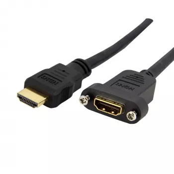 StarTech.com 0,9m HDMI samica na HDMI samec adaptér, 4K High-Speed panel-mount HDMI kábel, 4K 30Hz UHD HDMI, 10,2 Gbit/s šírka pásma, HDMI samica na HDMI samec, HDMI panel-mount prepojovací kábel