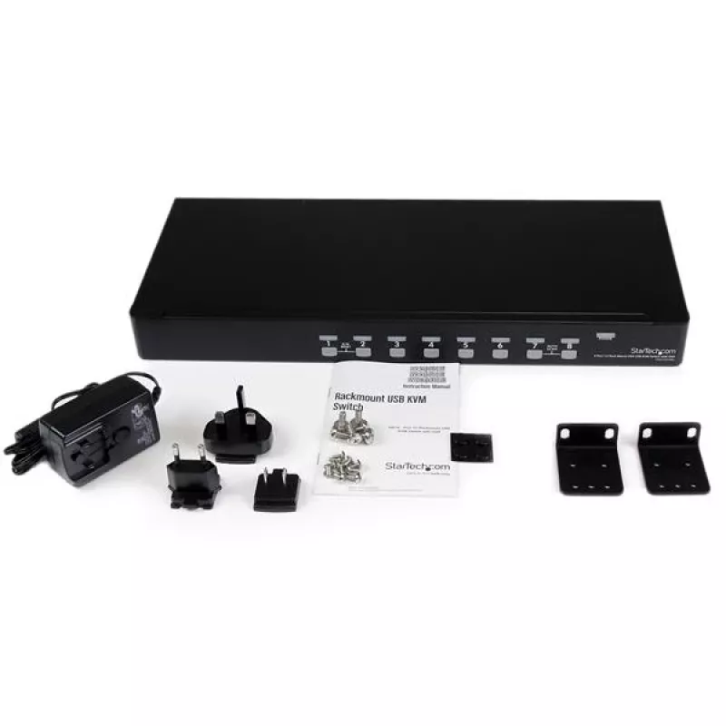 StarTech.com 8-portový 1U rackový USB KVM prepínač s OSD, 1920 x 1440 pixelov, rack montáž, 1U, čierna