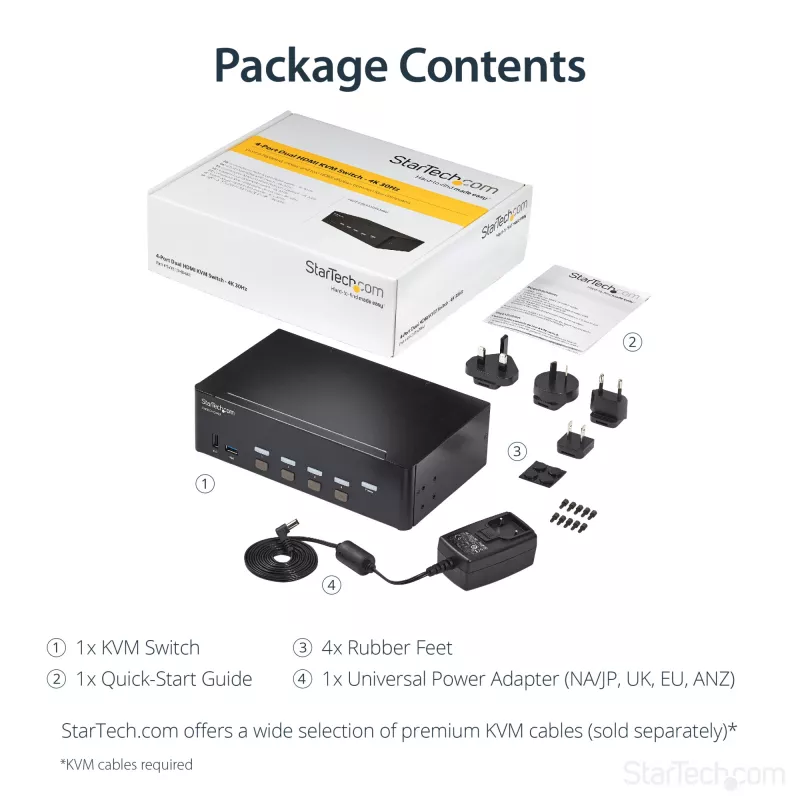 StarTech.com 4-portový HDMI KVM prepínač – 4K 30Hz – Dual Display