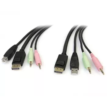 StarTech.com 6ft 4-in-1 USB DisplayPort KVM prepínač kábel s audio a mikrofónom