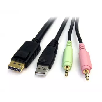 StarTech.com 6ft 4-in-1 USB DisplayPort KVM prepínač kábel s audio a mikrofónom