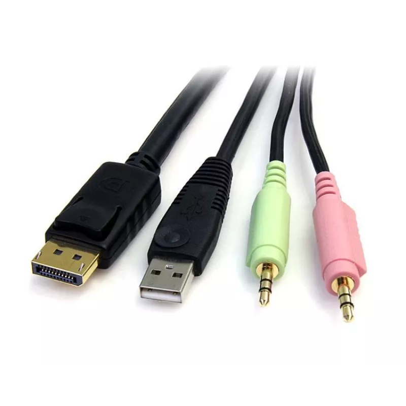 StarTech.com 6ft 4-in-1 USB DisplayPort KVM prepínač kábel s audio a mikrofónom