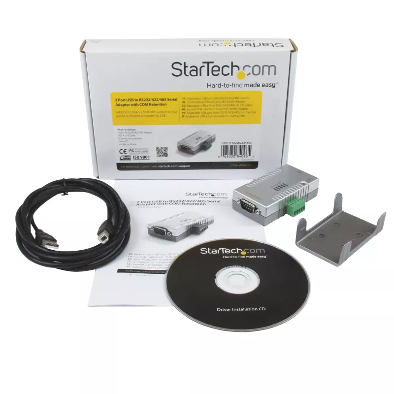 StarTech.com 2-portový USB na RS232 RS422 RS485 sériový adaptér s COM retention