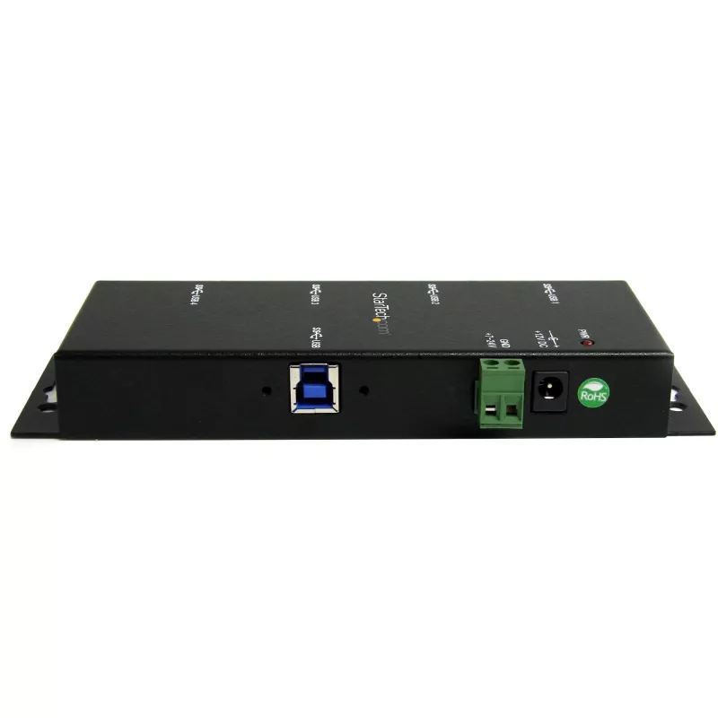 StarTech.com 4-portový priemyselný USB 3.0 hub s ESD ochranou~4-portový USB 3.0 hub – 5Gbps – kovový priemyselný USB-A hub – nástenná alebo stolová montáž USB dátový hub – TAA kompatibilný USB rozširujúci hub