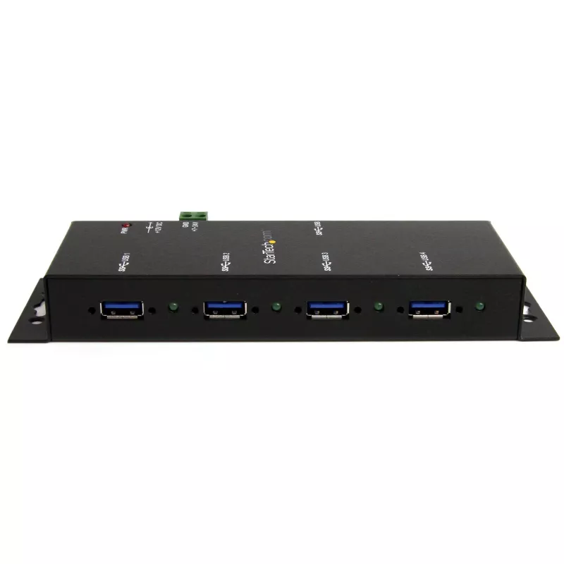 StarTech.com 4-portový priemyselný USB 3.0 hub s ESD ochranou~4-portový USB 3.0 hub – 5Gbps – kovový priemyselný USB-A hub – nástenná alebo stolová montáž USB dátový hub – TAA kompatibilný USB rozširujúci hub