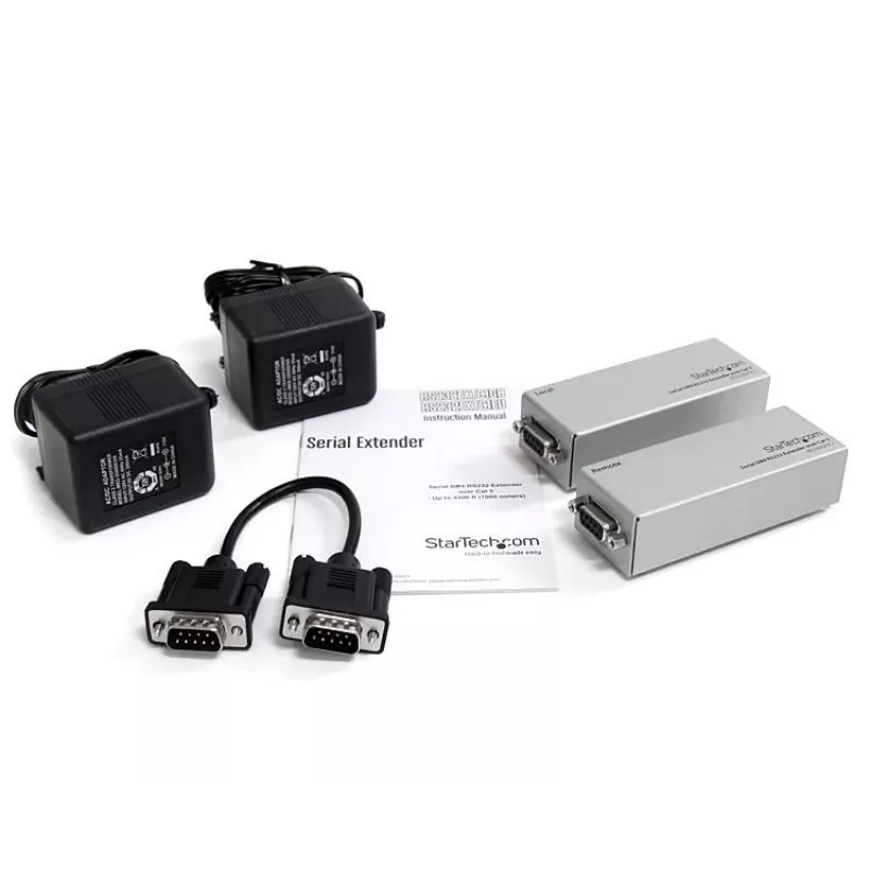 StarTech.com RS232 sériový cez Cat5 extender, 1 km (3300 ft) dosah, Plug & Play, bez softvéru, DB9 sériové rozšírenie – TAA