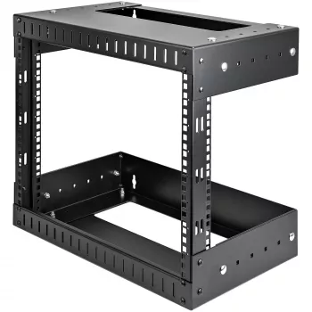 StarTech.com 8U 19-palcový nástenný sieťový rack – nastaviteľná hĺbka 12–20 palcov 2-stĺpikový open-frame serverový rack pre AV/dáta/IT komunikáciu/počítačové vybavenie/switch s klietkovými maticami a skrutkami