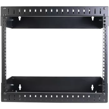StarTech.com 8U 19-palcový nástenný sieťový rack – nastaviteľná hĺbka 12–20 palcov 2-stĺpikový open-frame serverový rack pre AV/dáta/IT komunikáciu/počítačové vybavenie/switch s klietkovými maticami a skrutkami