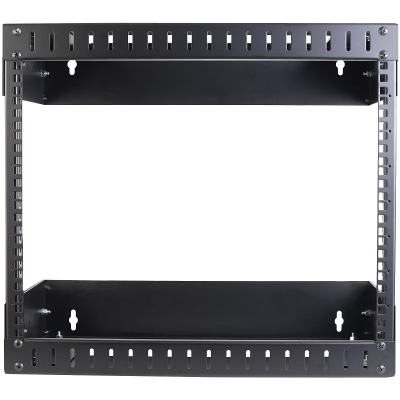 StarTech.com 8U 19-palcový nástenný sieťový rack – nastaviteľná hĺbka 12–20 palcov 2-stĺpikový open-frame serverový rack pre AV/dáta/IT komunikáciu/počítačové vybavenie/switch s klietkovými maticami a skrutkami