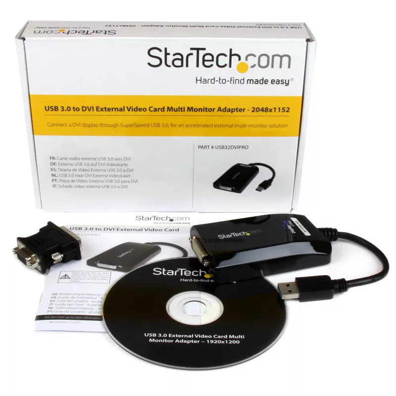 StarTech.com USB 3.0 na DVI / VGA adaptér – 2048x1152, 3.2 Gen 1 (3.1 Gen 1), USB Type-A, DVI výstup, 2048 x 1152 pixelov