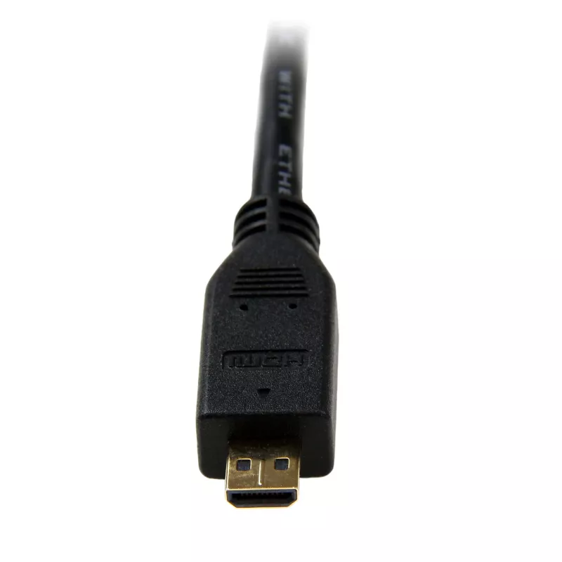 StarTech.com 1 m Micro HDMI na HDMI kábel s Ethernetom – 4K 30 Hz video – robustný High Speed Micro HDMI Type-D na HDMI 1.4 adaptérový kábel / konvertorový kábel – UHD HDMI monitory/televízory/displeje – M/M