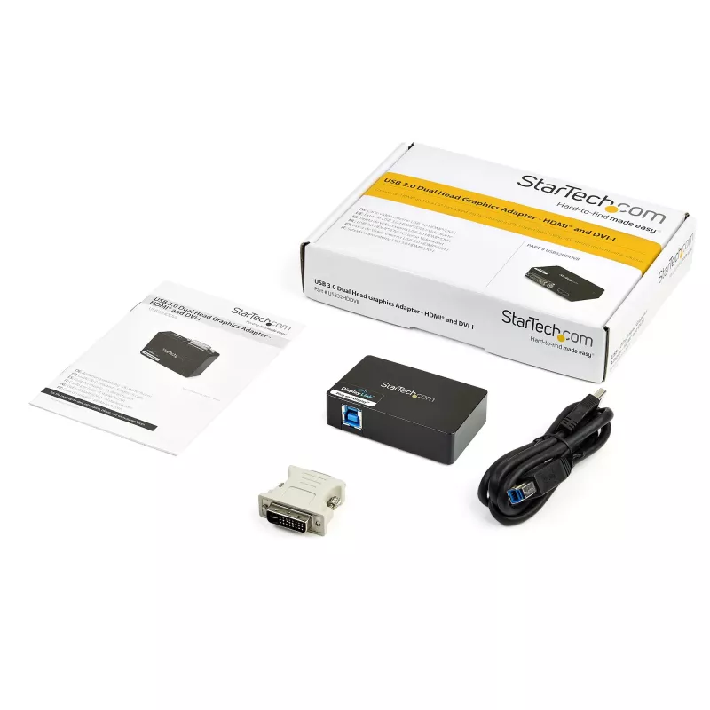 StarTech.com USB 3.0 na HDMI / DVI adaptér – 2048 x 1152, 3.2 Gen 1 (3.1 Gen 1), USB Type-B, DVI výstup, HDMI výstup, 2048 x 1152 pixelov