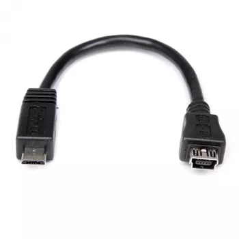 StarTech.com 15 cm Micro-USB na Mini-USB adaptérový kábel M/W, 0,15 m, Mini-USB B, Micro-USB A, konektor samec/konektor samica, čierna
