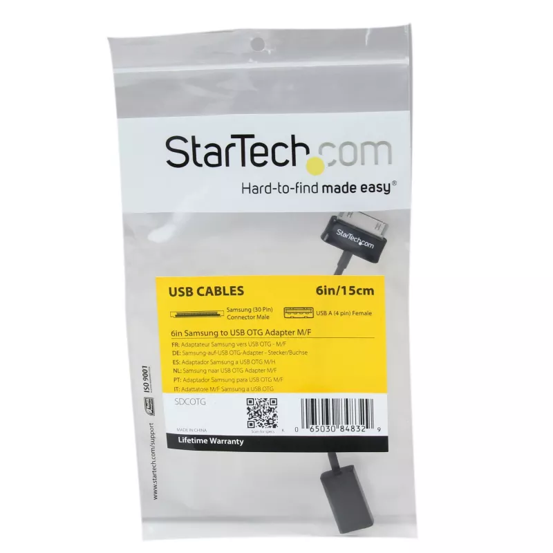 StarTech.com USB OTG adaptérový kábel pre Samsung Galaxy Tab, 0,1524 m, Samsung 30p, USB A, čierny, konektor samec, konektor samica