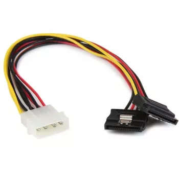 StarTech.com 30,5 cm LP4 na 2x zacvakávací SATA napájací Y rozbočovací adaptérový kábel – 4-pinový LP4 na dvojité SATA