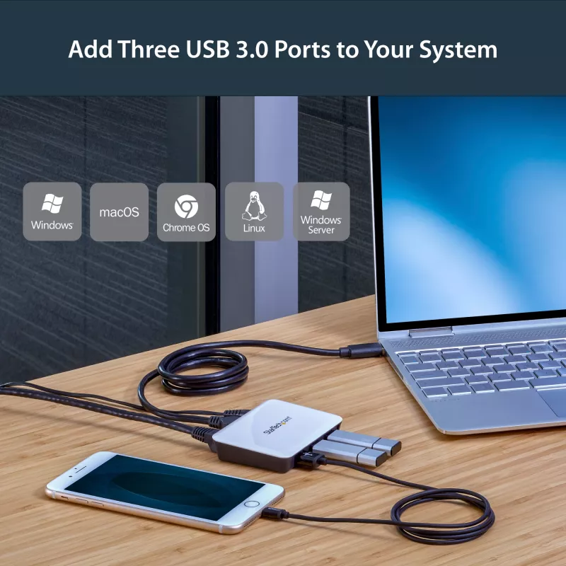 StarTech.com USB 3.0 na Gigabit Ethernet NIC sieťový adaptér s 3-portovým hubom - biela