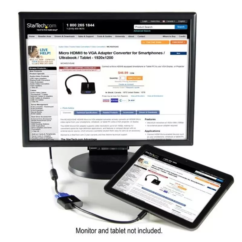 StarTech.com Micro HDMI na VGA adaptér konvertor pre smartfóny / Ultrabook / tablet - 1920x1080