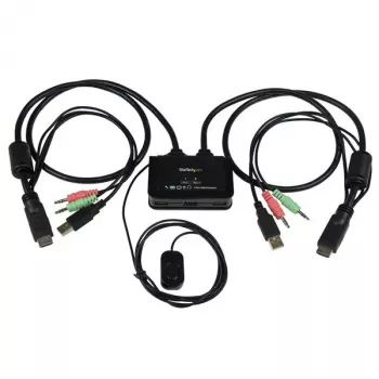 StarTech.com 2-portový USB HDMI kábel KVM switch s audio a diaľkovým spínačom – USB napájaný