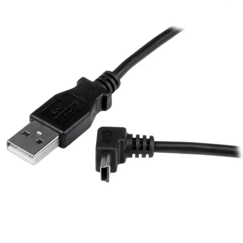 StarTech.com 1m Mini-USB kábel - A na nahor zahnutý Mini-B, 1 m, USB A, Mini-USB B, USB 2.0, samec/samec, čierny