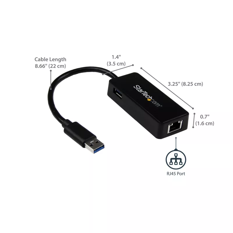 StarTech.com USB 3.0 na Gigabit Ethernet adaptér NIC s USB portom – čierna