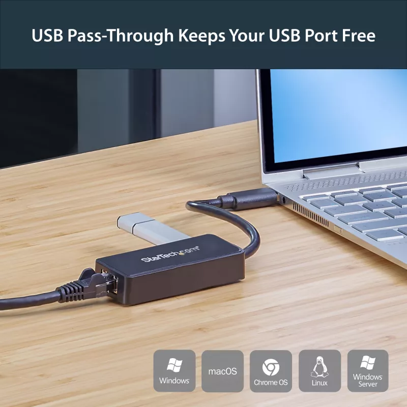 StarTech.com USB 3.0 na Gigabit Ethernet adaptér NIC s USB portom – čierna