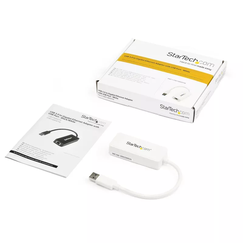 StarTech.com USB 3.0 na Gigabit Ethernet adaptér NIC s USB portom – biela