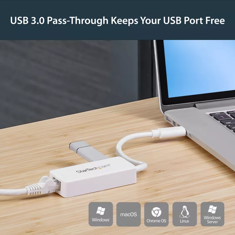 StarTech.com USB 3.0 na Gigabit Ethernet adaptér NIC s USB portom – biela