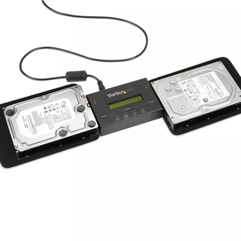 StarTech.com 1:1 Standalone pevný disk duplikátor & mazanie, SATA HDD/SSD Disk kloner & mazanie, LCD displej, TAA kompatibilný, nezávislý od operačného systému