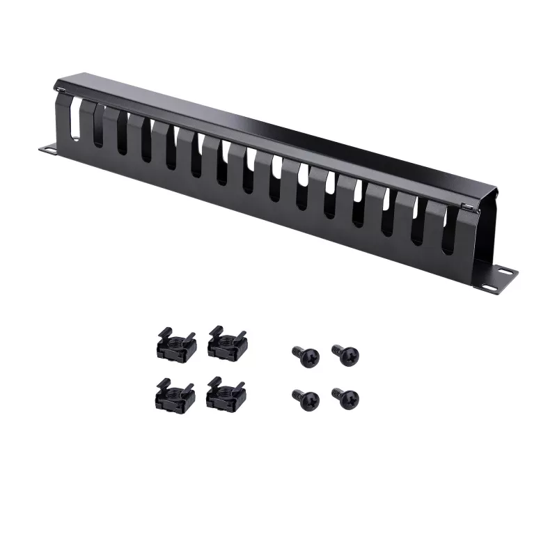 StarTech.com horizontálny 1U serverový rack káblový manažment finger duct s krytom – 19