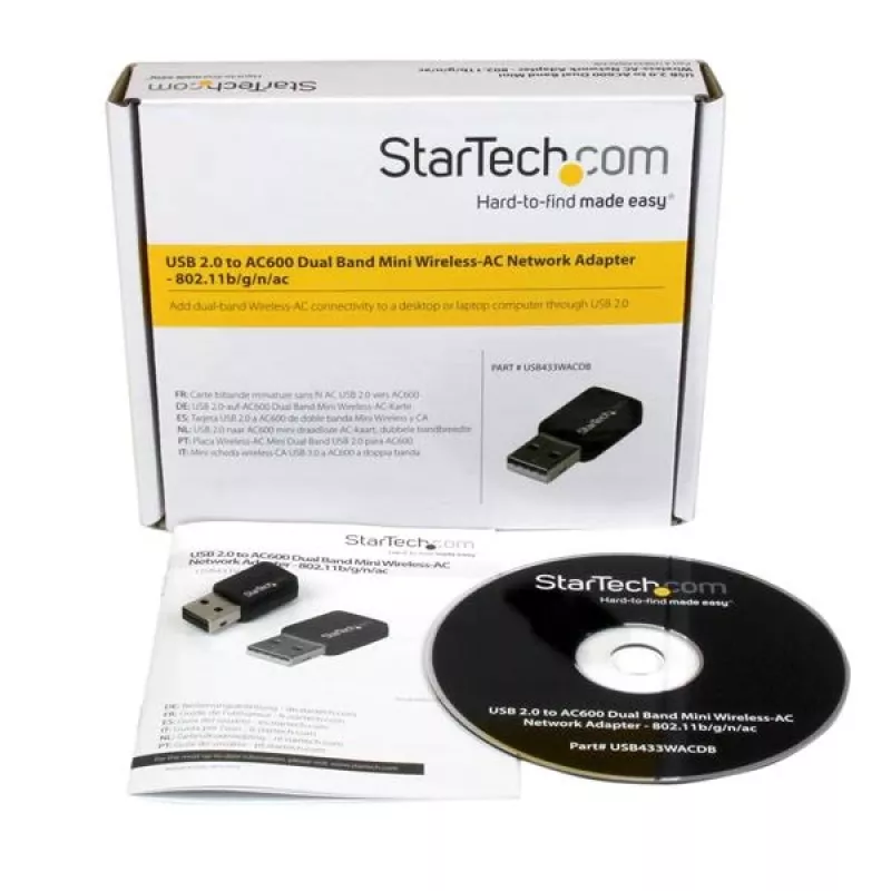 StarTech.com USB 2.0 AC600 Mini Dual-Band Wireless-AC sieťový adaptér - 1T1R 802.11ac Wi-Fi adaptér