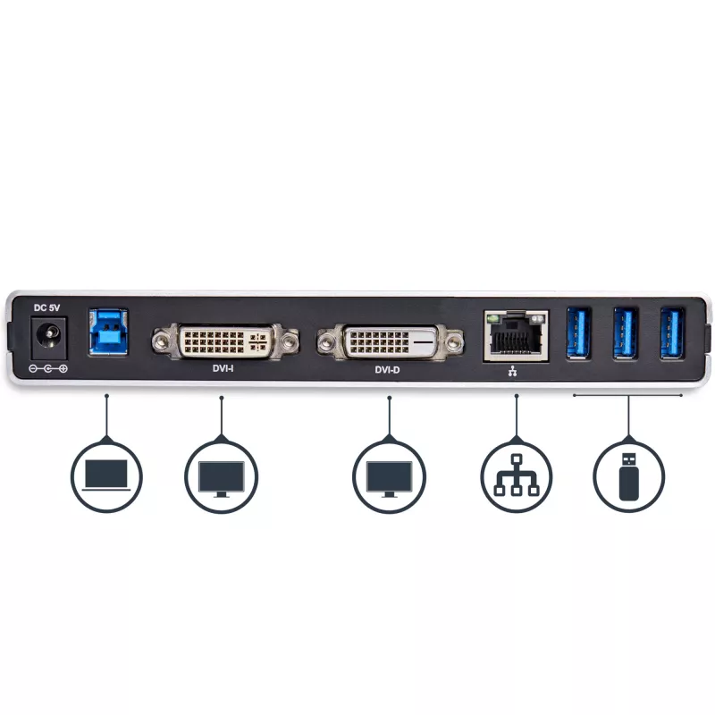 StarTech.com Dual-Monitor USB 3.0 dokovacia stanica s DVI a vertikálnym stojanom