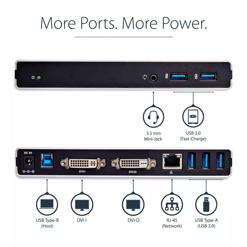 StarTech.com Dual-Monitor USB 3.0 dokovacia stanica s DVI a vertikálnym stojanom