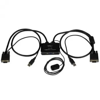 StarTech.com 2-portový USB VGA káblový KVM switch – USB napájaný s diaľkovým prepínačom