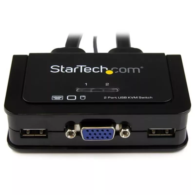StarTech.com 2-portový USB VGA káblový KVM switch – USB napájaný s diaľkovým prepínačom