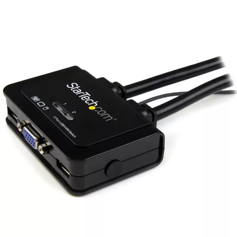 StarTech.com 2-portový USB VGA káblový KVM switch – USB napájaný s diaľkovým prepínačom
