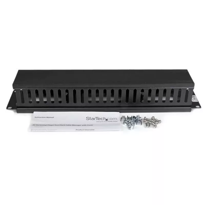 StarTech.com horizontálny 2U serverový rack káblový manažment finger duct s krytom – 19