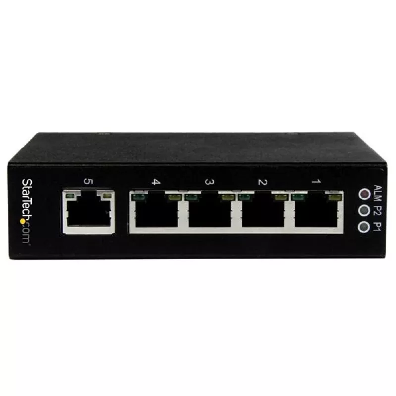 StarTech.com 5-portový neupravovaný priemyselný gigabitový ethernetový switch – DIN lišta / montáž na stenu